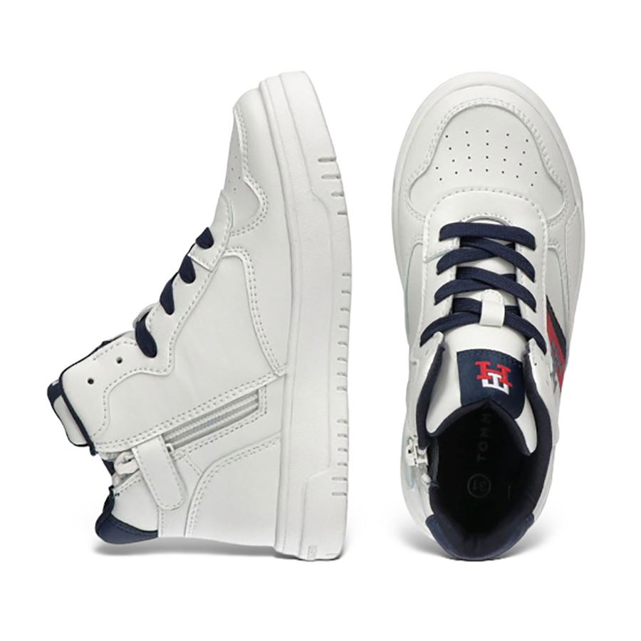Sneaker alta allacciata stripes da bambino Tommy Hilfiger | T3X9331211355A473X
